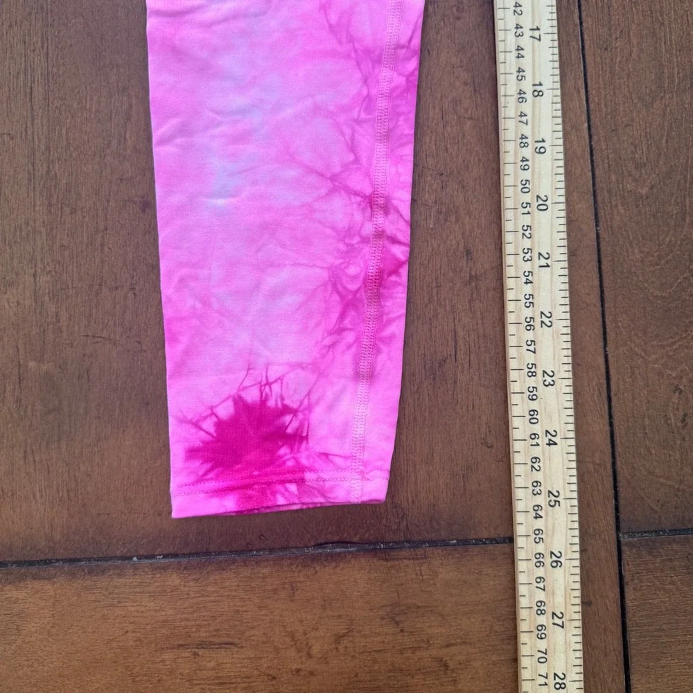 Electric & Rose Womens Pink Tie Dye Activewear Set High Waist Leggings &‎ Bra S